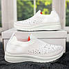 Кросівки жіночі білі текстильні зі стразами LQD 4389, фото 6