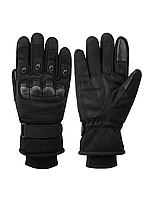 Тактические зимние перчатки полнопалые с флисом Черный Размер L + Подарок НожКредитка