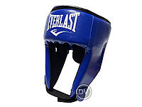 Боксерский шлем открытый Everlast из эко-кожи синий