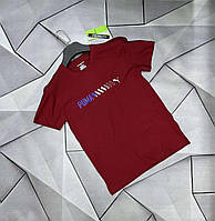 Чоловічі брендові футболки Puma з принтом, Lux якості у великому асортименті кольорів Бордовый, XXL