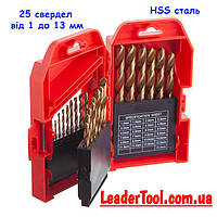 Набор сверл по металлу HSS 25 шт INTERTOOL SD-0025