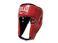 Боксерский шлем открытый Everlast из эко-кожи красный