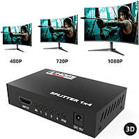 1x4 HDMI разветвитель: поддержка 1080P HDMI 1.4 на 4 порта + Подарок НожКредитка