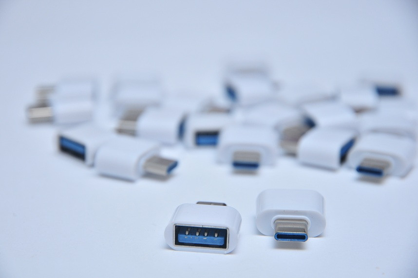 Білий OTG USB to Type C під флешку Перехідник з Type C на USB A
