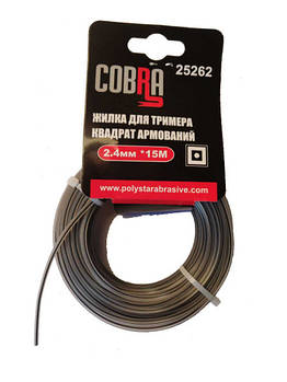 Жилка для тримера, квадрат армований в перетині, діаметр 2,4мм, довжина 15м ТМ «COBRA»