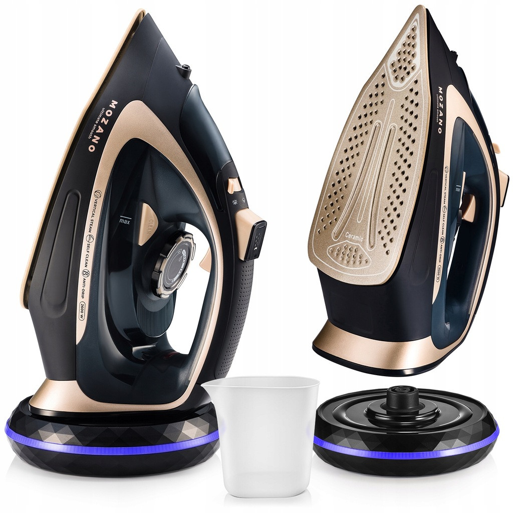 Безпровідна праска Mozano Ultimate Smooth 2600 Вт Gold з керамічним покриттям та вертикальним прасуванням, фото 1