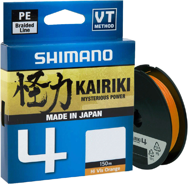 Шнур Shimano Kairiki 4 PE 150m 0.06mm 4.4kg (hi-vis orange, помаранчевий)
