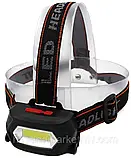 Світлодіодний налобний ліхтарик BL 203 COB з 3 режимами роботи від акумулятора, фото 7