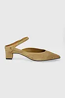 Urbanshop com ua Замшеві туфлі Tommy Hilfiger TH POINTY MID HEEL LEATHER MULE колір бежевий каблук блок