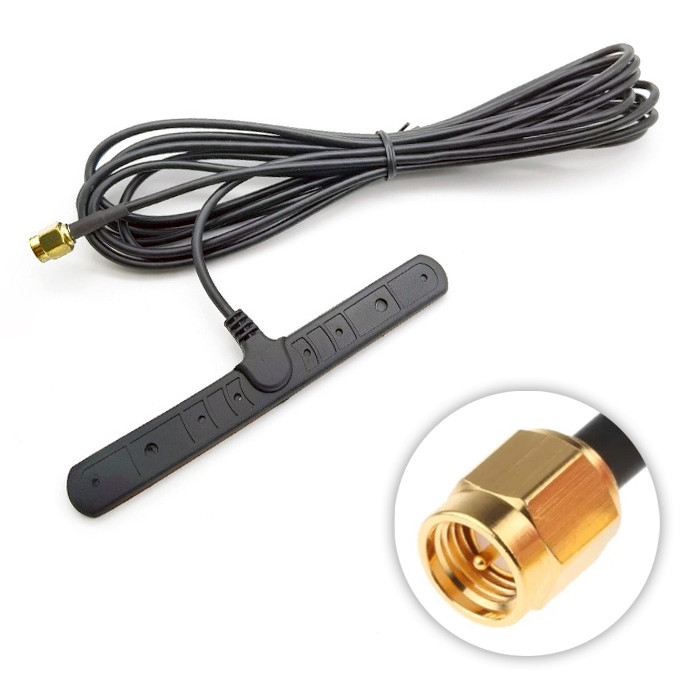 Універсальна автомобільна антена GSM 3G/4G/LTE WiFi SMA Male тато, 4dBi, виносна 3 метри, під скло