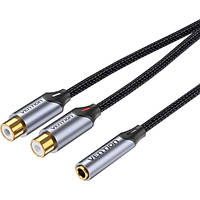 Кабель аудио VENTION 3.5 mm to 2RCA аудио переходник 0.3м Black (BCOHY)