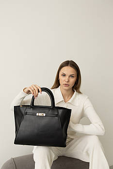 Жіноча сумка містка шопер 25*34 см на блискавці зі штучної шкіри Nata Чорний