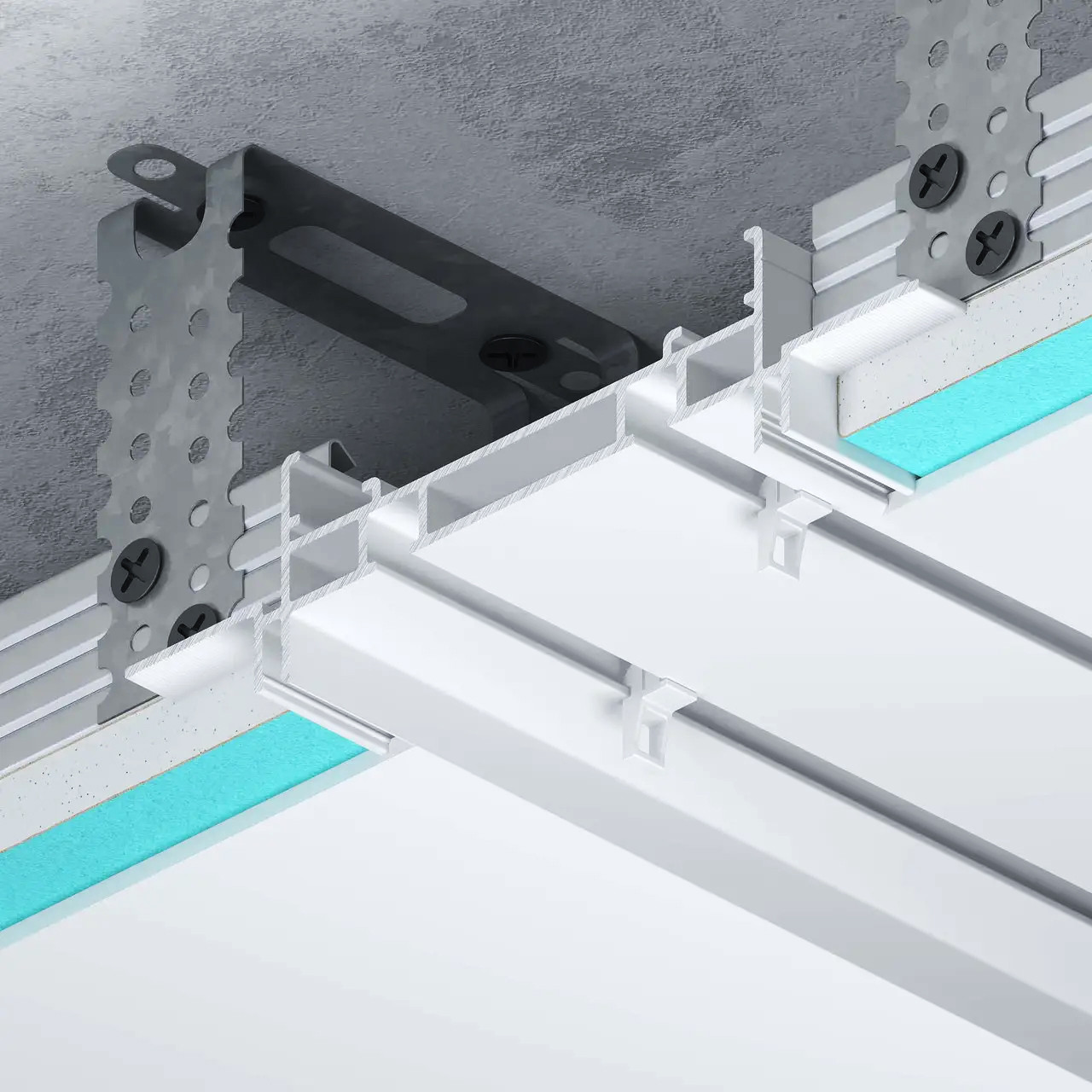 Карниз прихованого монтажу cr1190 універсальний алюмінієвий 1,0 м білий, фото 1