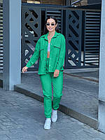 Женский вельветовый костюм, зеленого цвета