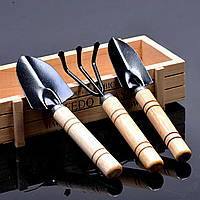 Набор садовых инструментов для ухода за растениями и рассадой 3 шт мини-лопатка, пика, грабли