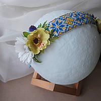 Віночок з вишитою стрічкою і жовто-блакитними квітами, Український вінок, Чільце