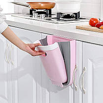 Відро для сміття для кухні на дверцята складане 29*25*15 см рожеве, фото 3