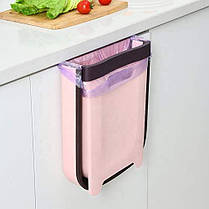 Відро для сміття для кухні на дверцята складане 29*25*15 см рожеве, фото 5