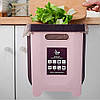 Відро для сміття для кухні на дверцята складане 29*25*15 см рожеве, фото 7
