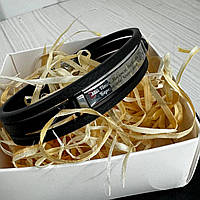 Браслет з екошкіри з персональним гравіюванням 21 см сіра пластина