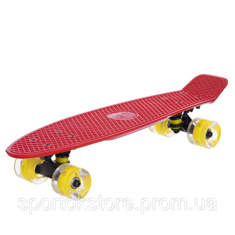 Скейтборд Пенні Penny LED WHEELS FISH SP-Sport SK-405-15 червоний чорний-жовтий