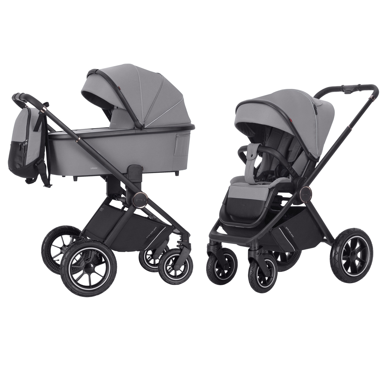 Коляска універсальна 2 в 1, візок CARRELLO Ultimo CRL-6516 BF (2in1 AIR) Smoke Grey, сіра, Карелло Ультимо