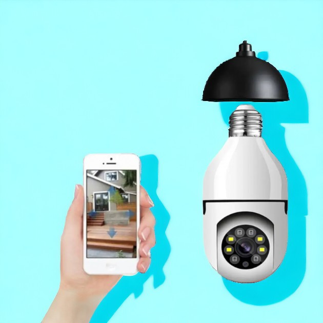 Камера відеоспостереження в патрон IPC-V380-E27 віддалений доступ, нічне знімання, визначення руху, мікрофон, фото 1