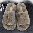 Тапочки жіночі хутряні коричневі на платформі 4391, фото 4
