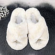 Тапочки жіночі хутряні молочного кольору на платформі 4392, фото 3