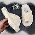 Тапочки жіночі хутряні молочного кольору на платформі 4392, фото 4