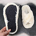 Тапочки жіночі хутряні молочного кольору на платформі 4392, фото 5