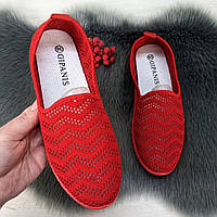 Женские текстильные мокасины красные сетка Gipanis Украина 4396