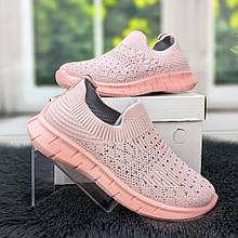 Мокасини кросівки для дівчинки Гіпаніс пудрові текстильні 5312