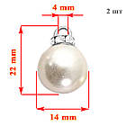 Набір 2 шт Підвіски Кулони 22 мм Перлина Акрилова з Сріблястою Петелькою та Стразами, Рукоділля, фото 2