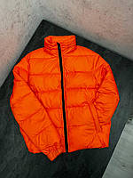 Мужская куртка весенняя осенняя с капюшоном F-1 оранжевая Пуховик мужской демисезонный стеганый