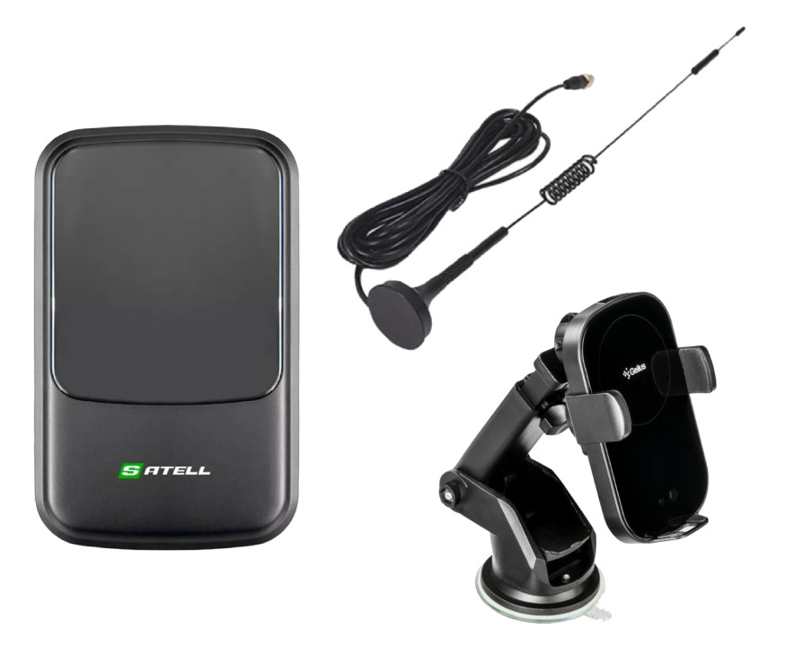 4G інтернет комплект в авто WIFI роутер Satell F3000 + автоантена та автотримач для смартфона
