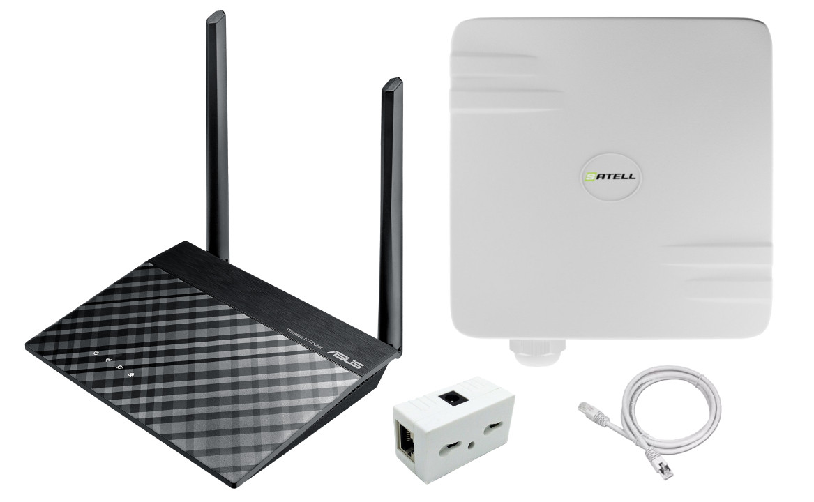 Потужний 4G комплект для будь-якої місцевості Satell Outdoor S1 і Wi-Fi роутер Asus