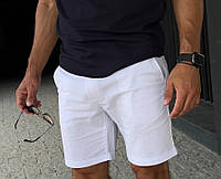 Мужские летние льняные шорты (Турецкая ткань), белые повседневные шорты из льна
