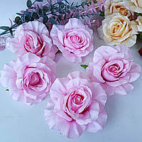 Искусственные цветы. Голова искусственной розы большая 14 см. 5 шт Розовая