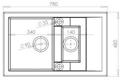 Мойка кухонная из гранита KINGstone модель "PROXIMA" 780х500 мм - фото 2 - id-p285975235