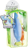 Набор детский "Акула", оранжевая щетка + салатово-синяя акула + чехол зеленый - Pierrot Kids Sharky Dental Kit