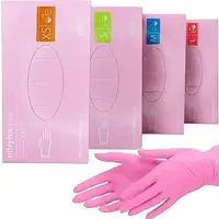 Перчатки нитриловые Mercator Nitrylex Pink неопудренные M, (100 шт/пач), розовые