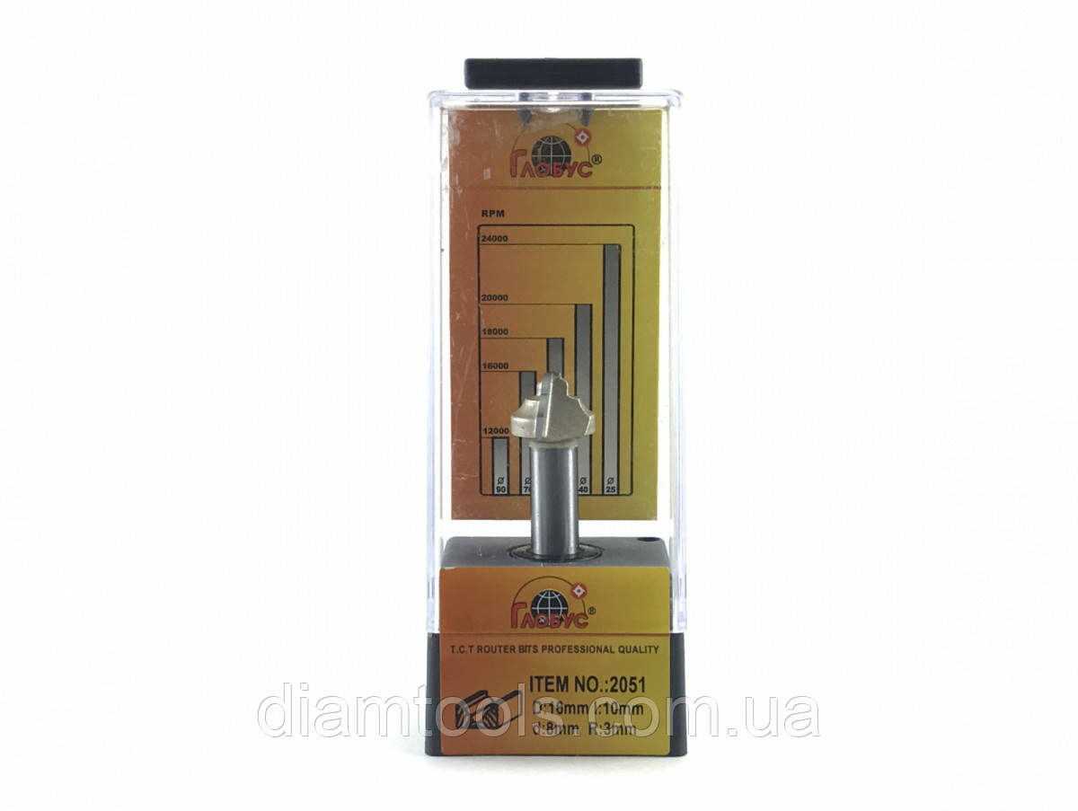 Фреза пазова фасонна Глобус 2051 D16 d8 L45 h10 R3, фото 1
