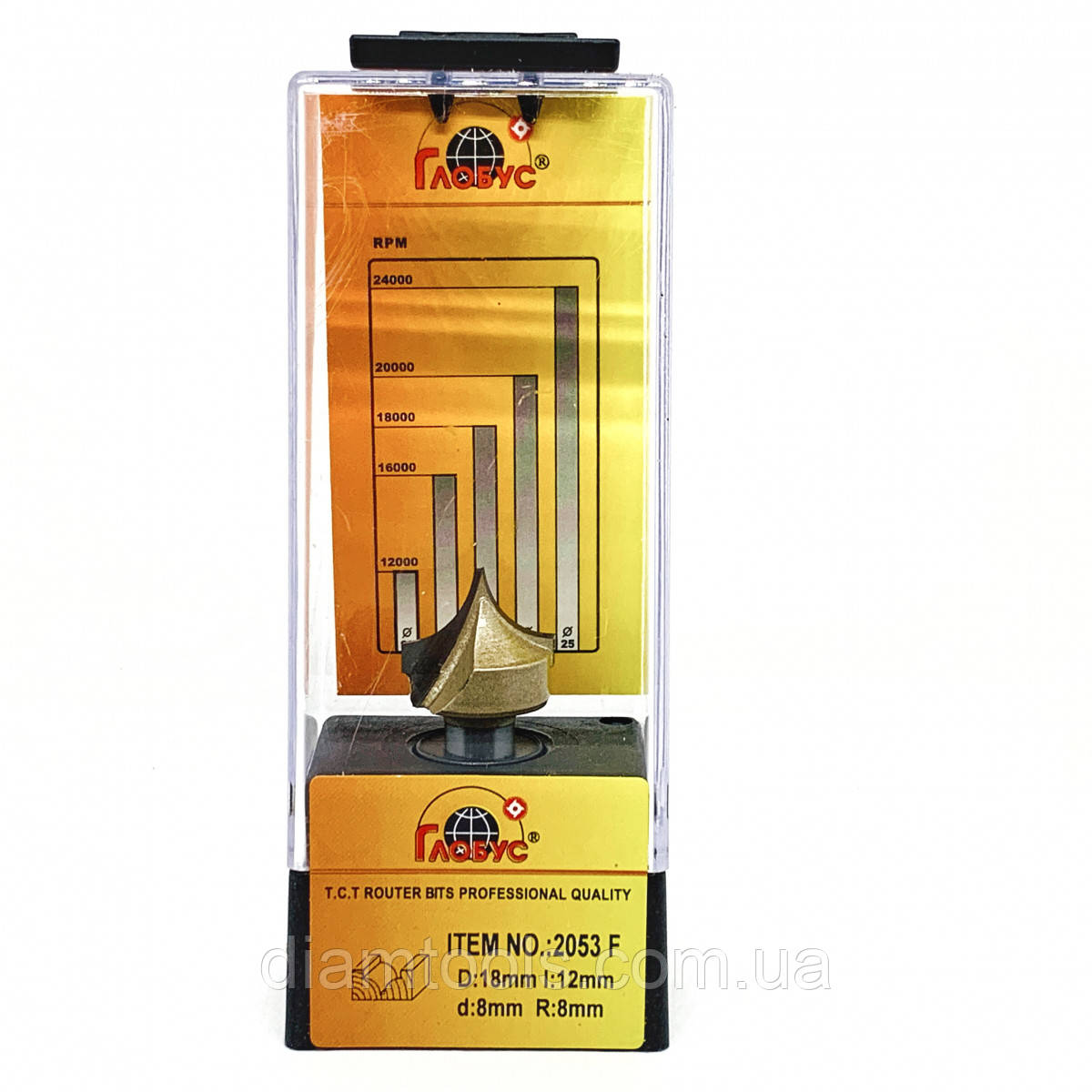 Фреза пазова фасонна Глобус 2053F D18 d8 L47 h12 R8, фото 1