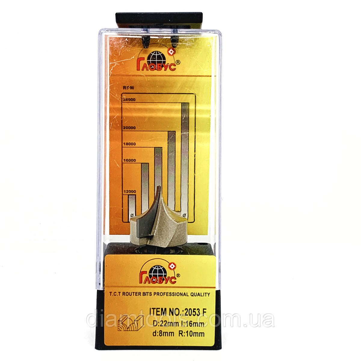 Фреза пазова фасонна Глобус 2053F D22 d8 L45 h10 R10, фото 1