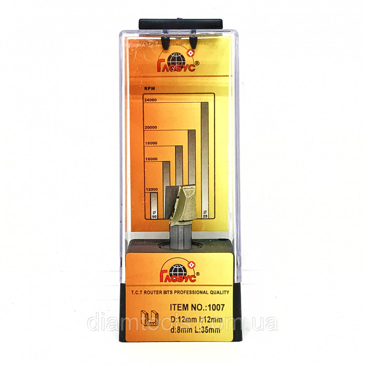 Фреза по дереву Глобус пазова пряма 1007 D12 d8 L47 h12, фото 1