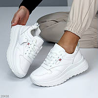 Базовые женские белые кожаные кроссовки натуральная кожа доступная цена