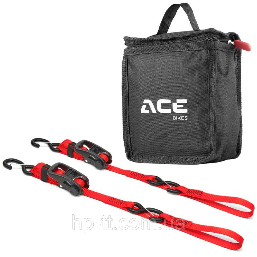 Стяжні ремені з тріскачками та гачками Acebikes Ratchet Premium набір 2 штуки для кріплення мотоцикла 2 метри