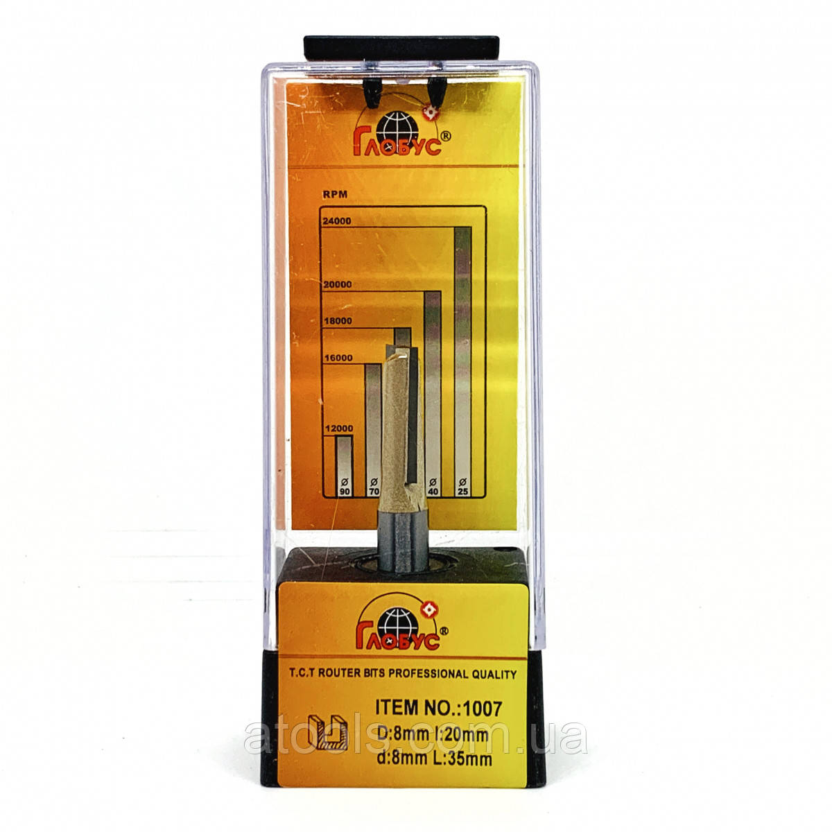 Фреза по дереву Глобус пазова пряма 1007 D8 d8 L55 h20