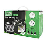 Переносний ліхтар GD-101+ Solar, 1+1 режим, вбудований акум, 3 лампочки 3 W, USB-вихід, Black, Box, фото 2